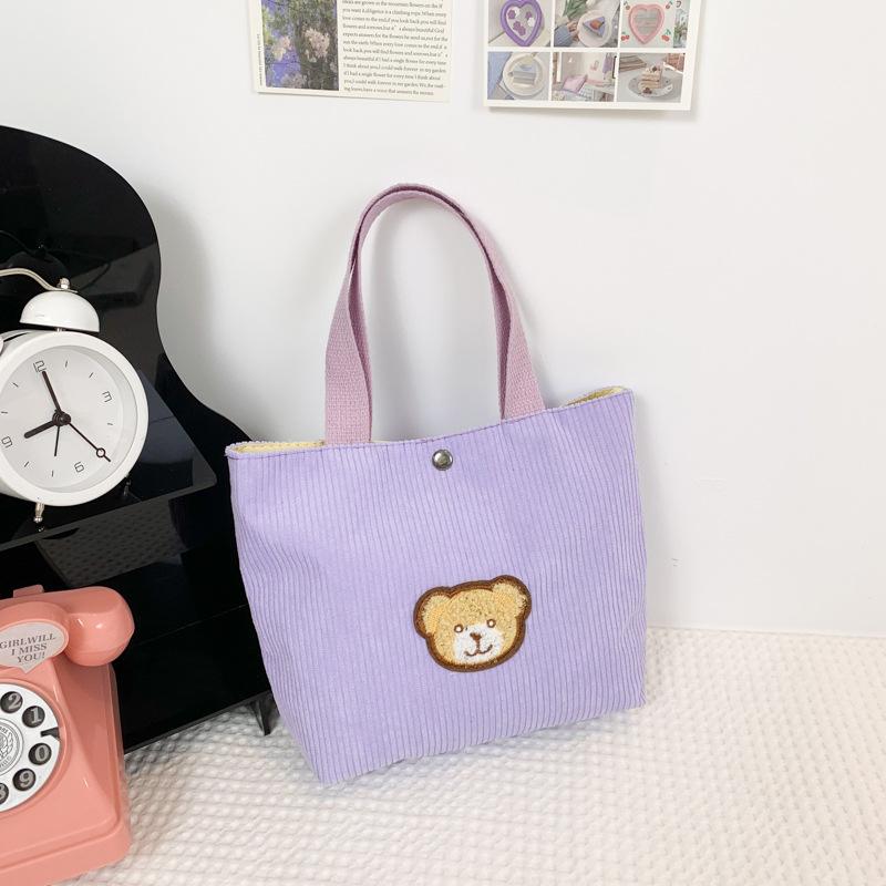 2026 New Bag Mini Corduroy Handbag Female Student Han Cute Bento Bag Small Hand Bag