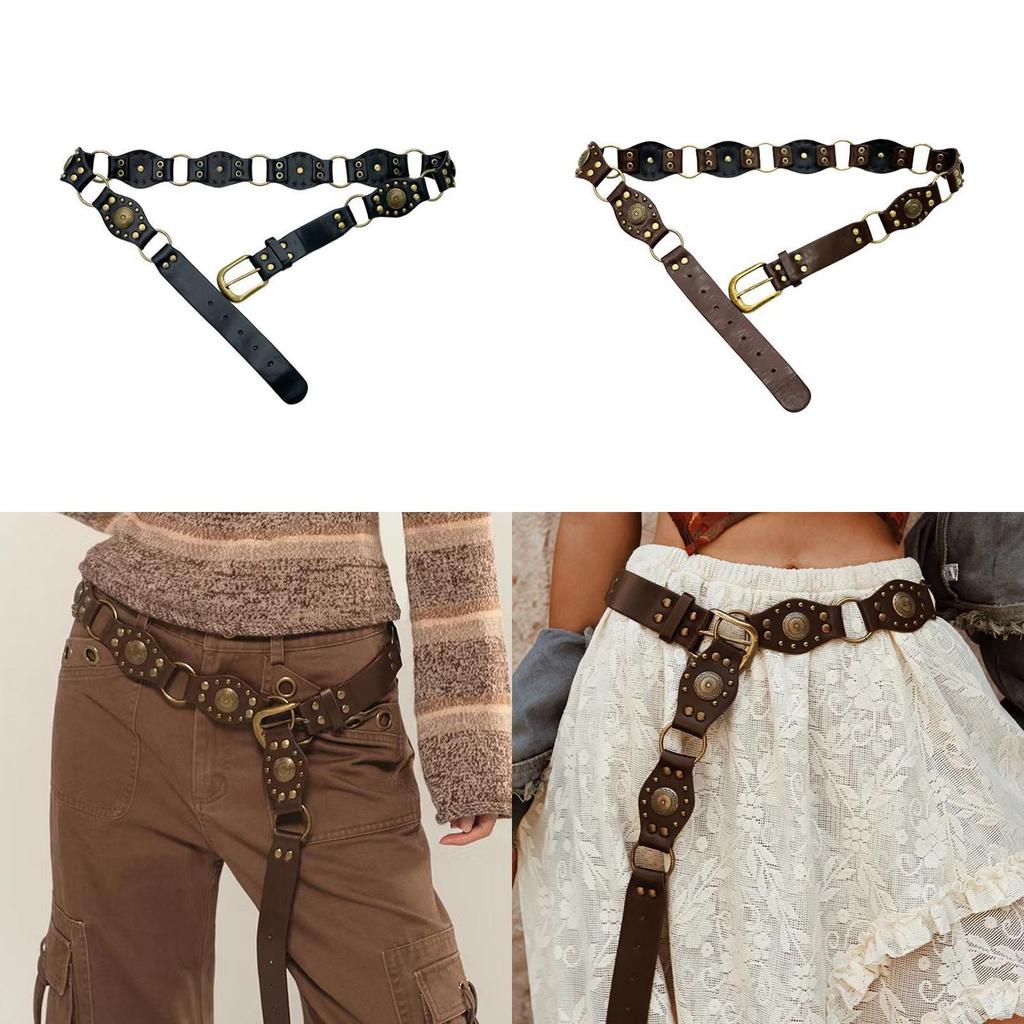Western Cowboy Pu Leather Belt With Metal Buckle For Men And Women Casual Wear