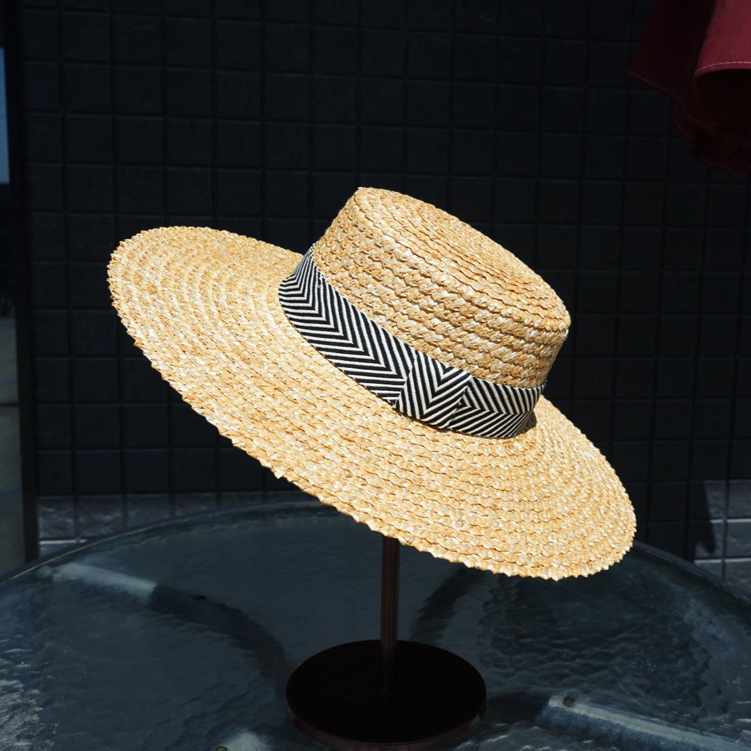 

Straw Ears Of Wheat Retro European And American Men And Women Summer Brim Shading Sun Protection Flat Top Top Hat Vacation Beach Straw Hat Sun M（56-58cm）