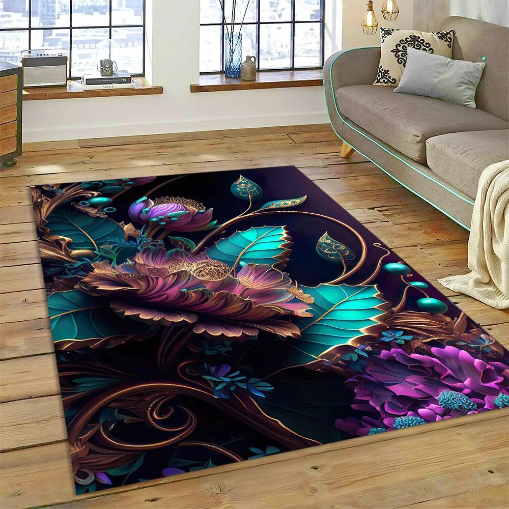 HD Pretty Flower Daisy Rose Chrysanthemum Carpet Rug for Home Living Room Bedroom Sofa Doormat Decor,Kids Area Rug Non-slip Mat
