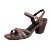 Fashion 2025 New Vintage Roman Sandals Genuine Leather High Heel Women Sandals Casual Buckle Strap Summer Shoes Heels Women Women Shoes