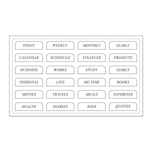 3 Sheets Notebook Index Divider Text Sticker English Label Planner Sticker Stationery Stickers