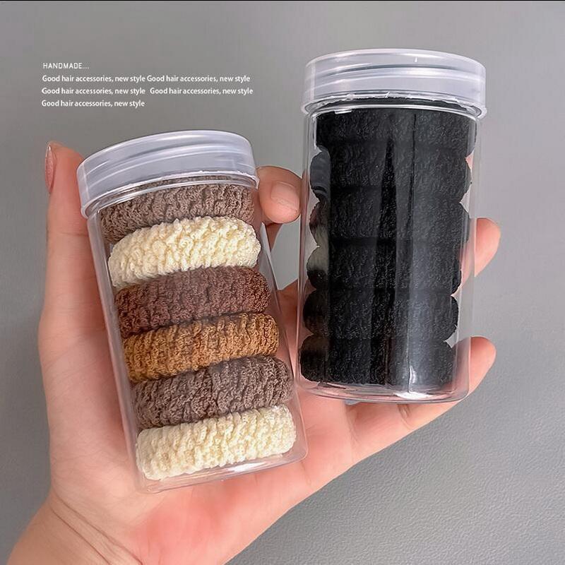 6pcs/set Simple Thick Stripe Hair Rubber Bands For Women High Elastic Black Hair Tie Girls Ponytail Holder Hair Rope Scrunchie