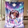 Fantasy Unicorn Stickers Theme Blanket Lightweight Warm Flannel Blanket Decorative Throw Blanket for Home Decoration