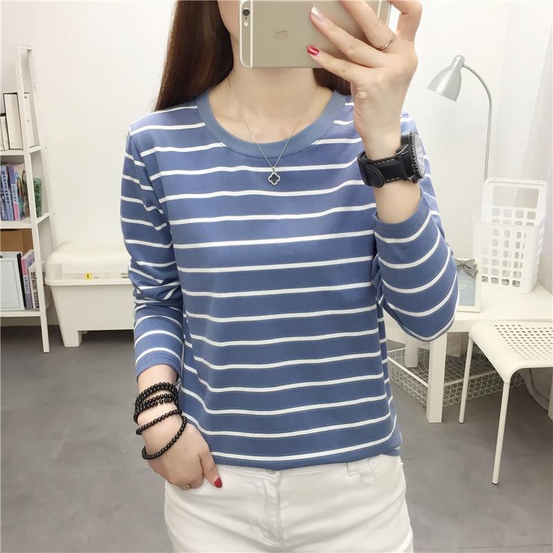 Cotton Striped Oversized Long Sleeve T Shirt For Women Autumn Casual Comfortable Wear