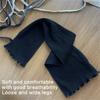 Japanese Ribbed Thigh High Leg Warmers Lace Up Bandages Over Knee Flared Leg Covers Ruffle Trim Footless Socks for Women