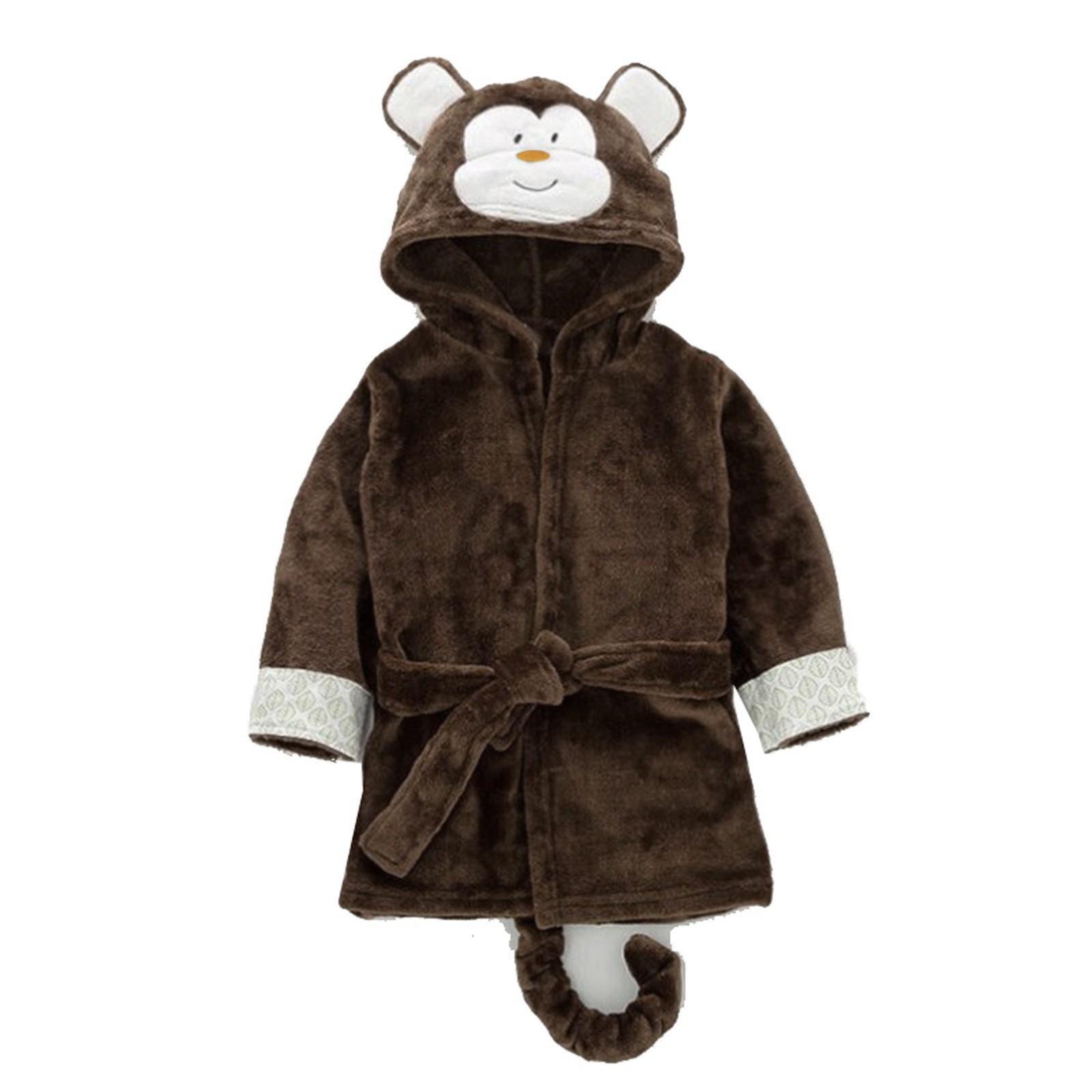 

Милое плюшевое одеяло с рисунком для маленьких мальчиков и девочек, накидка, банный халат S коричневый