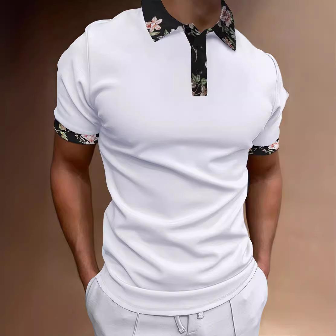 

Новая рубашка ПОЛО с принтом в виде молнии, мужская свободная рубашка с короткими рукавами и круглым вырезом XXXL белый