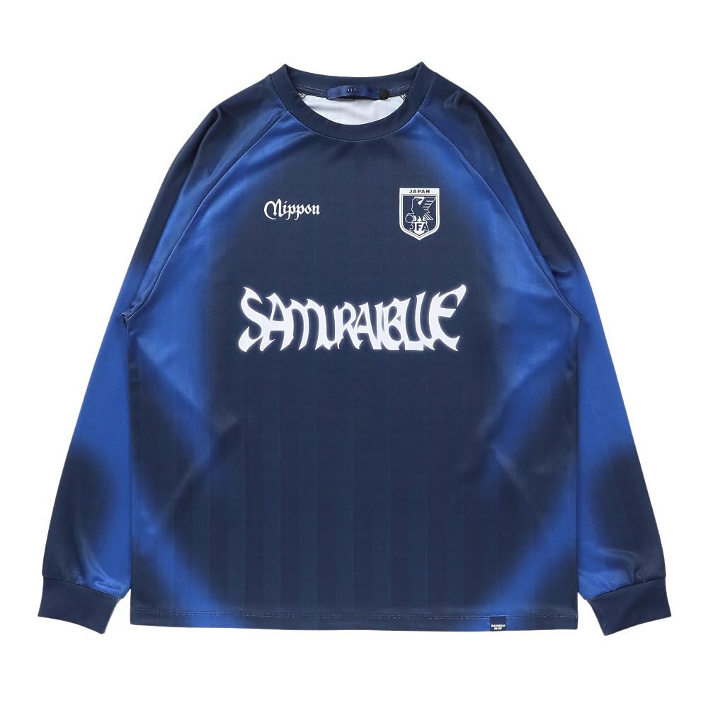 JFA Soccer Japan National Team Shadow Stripe Long Sleeve TEE JO841 Navy L