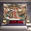 Traditional Japanese Wedding Scene Art Pattern Wall Hanging Tapestry Decorative Tapestry Home Decor for Bedroom and Living Room