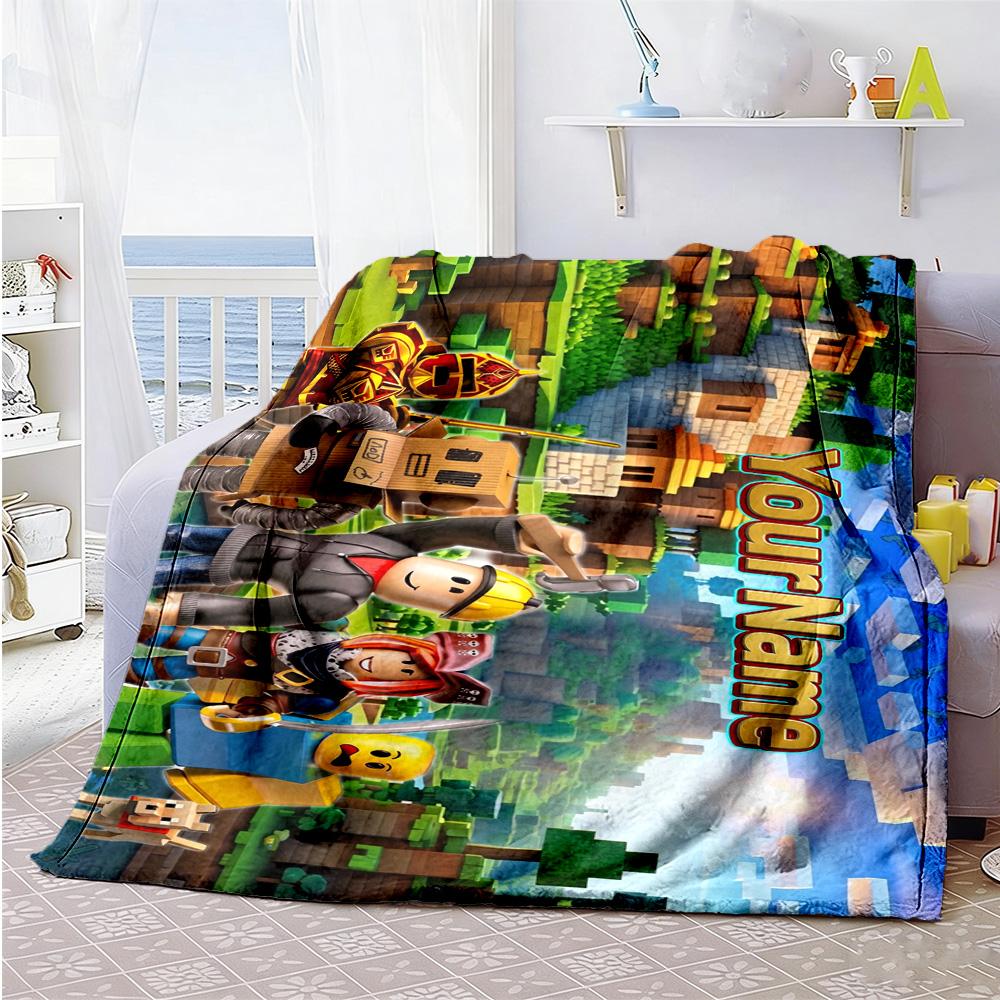 Roblox 14 Personalized Text Blanket Gift Personalized Blanket Comfortable Perfect for Home Decor Sofa Living Room Picnics Four Seasons Universal