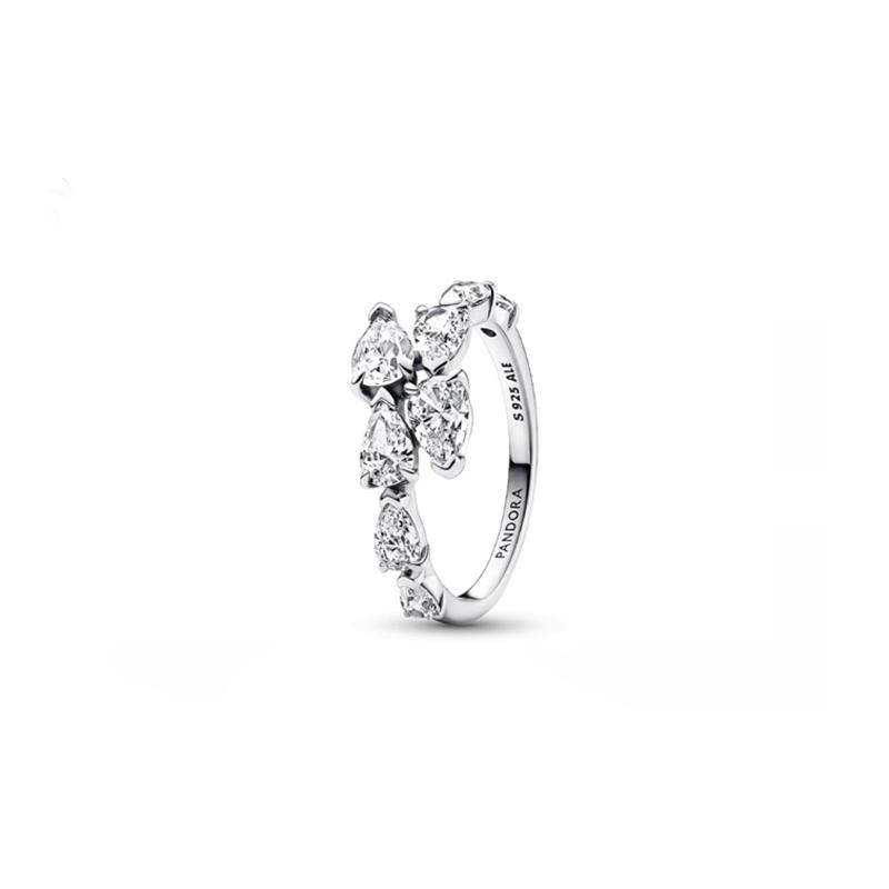 Pandora Staggered Design 925 Silver Synthetic Cubic Zirconia Ring Women s Silver 193004C01 серебряный