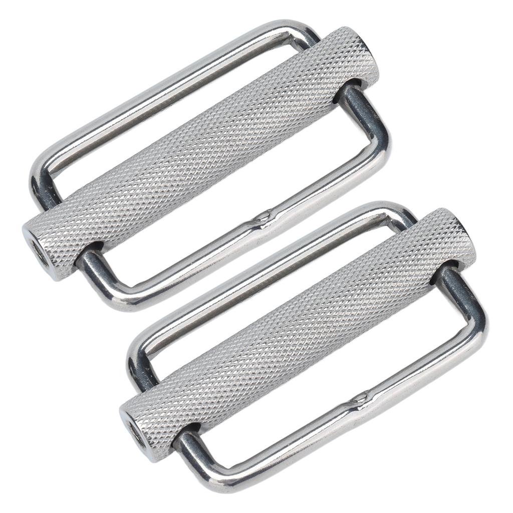 2Pcs Slide Buckle 316 Stainless Steel Rectangle Adjustable Knurled Roller Belt Buckles