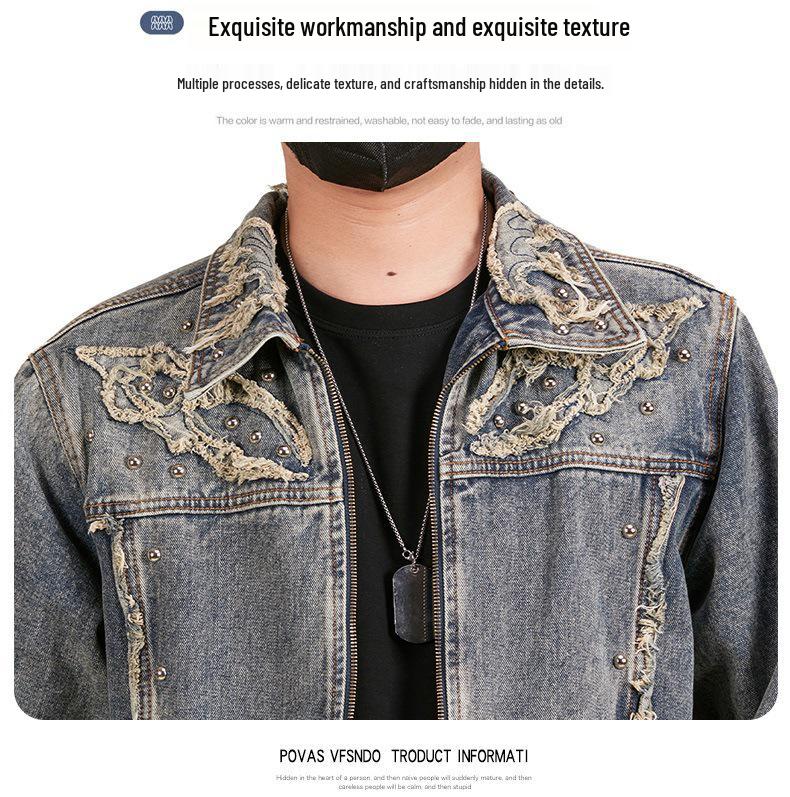 Xintang Men's Plus Size Casual Retro Denim Zipper Jacket - Spring Collection