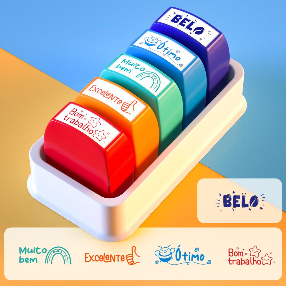 Colorful Teacher Comments Stamp Set - 5 or 8 Pieces (Portuguese, Spanish, Russian)