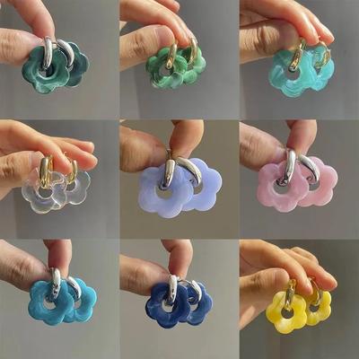 Moda Carino Orecchino a Fiore Gioiello Regalo 2024 Nuovo Personalità Cartone Animato Vento Ins Resina Rame Orecchini Accessori per Donne