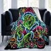 1Pc Grinch Neon Christmas Art Blanket Soft And Comfortable Casual Warm Camping Travel Christmas Halloween Gift M921598