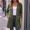 Manteau long à capuche zippé décontracté pour femme avec poches pour un usage quotidien