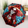 Day of the Dead Sugar Skull Stained  DecorUmbrella, Portable 3-Fold Compact Umbrella,Christmas Gift ES664