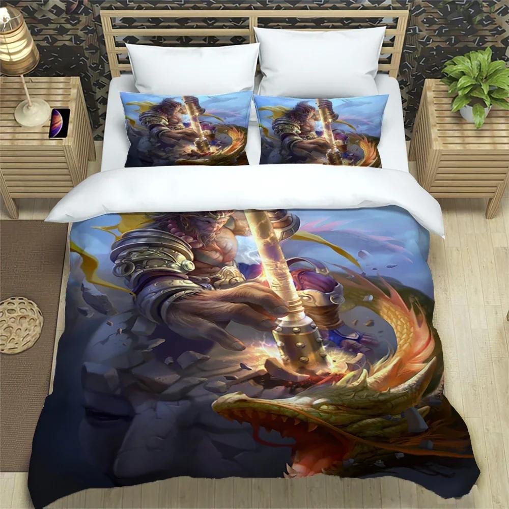 Sun WuKong Monkey King Print Three Piece Bedding Set Fashion Article Children or Adults for Beds Quilt Covers Pillowcases Gift
