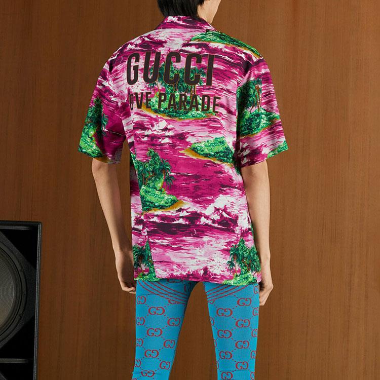 Gucci Love Parade SS22 Shirt Men's Rose Red 694124-ZAJSU-5953