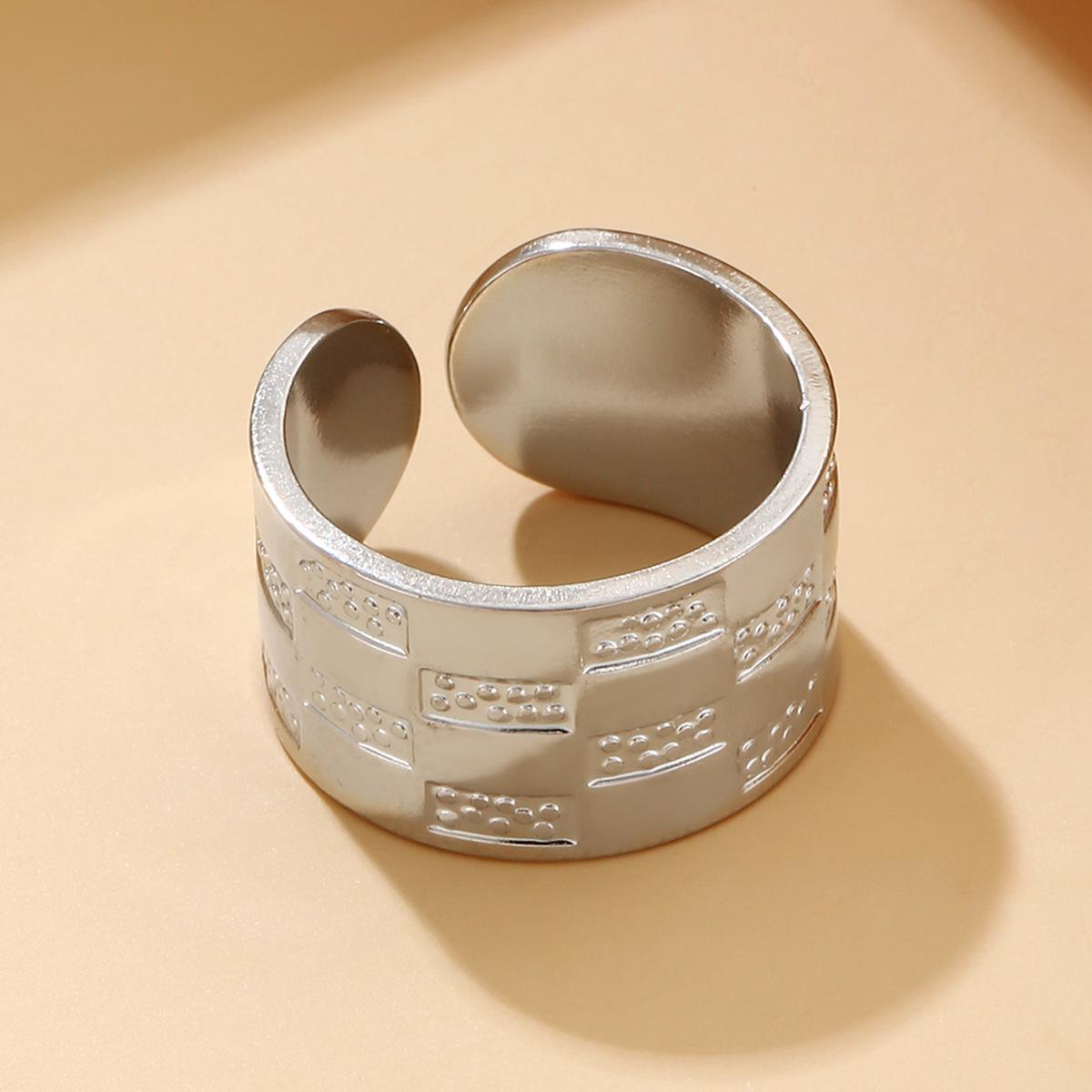 Retro Geometric Wide Stainless Steel Open Ring for Women - Titanium Steel Jewelry