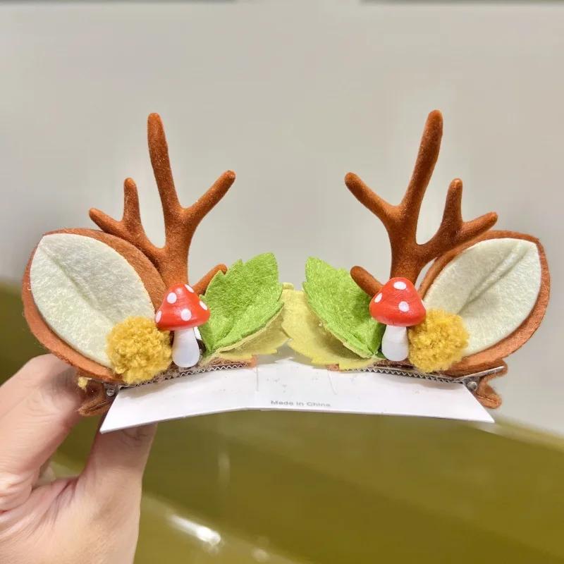 Christmas Antler Hair Clips Pendants Xmas Ornaments Merry Christmas Decor Gift for Girl Elk Hair AccessoriesHappy New Year