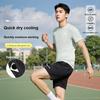 Li Ning Série Football Logo Col Rond Soie Glacée Cool Dry Respirant Course Fitness Alpinisme Loisirs Costume de Sport Unisexe YATV089-2