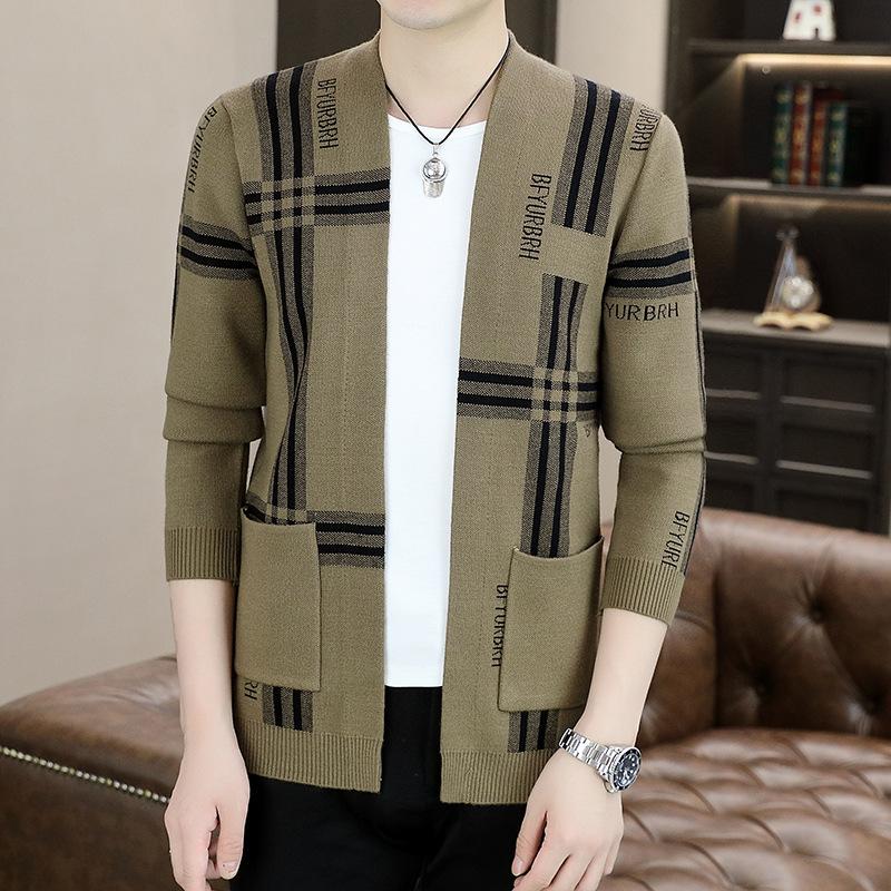 

Горячая Распродажа, Модный Мужской Новый Кардиган Вязаный Свитер, Куртка Топ Мужской XXXXL хаки