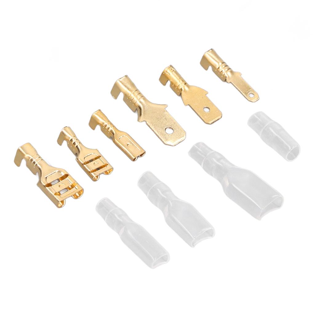 600PCS Brass Crimp Terminal Connector Male Female Brass Spade Connector with Transparent Sheath