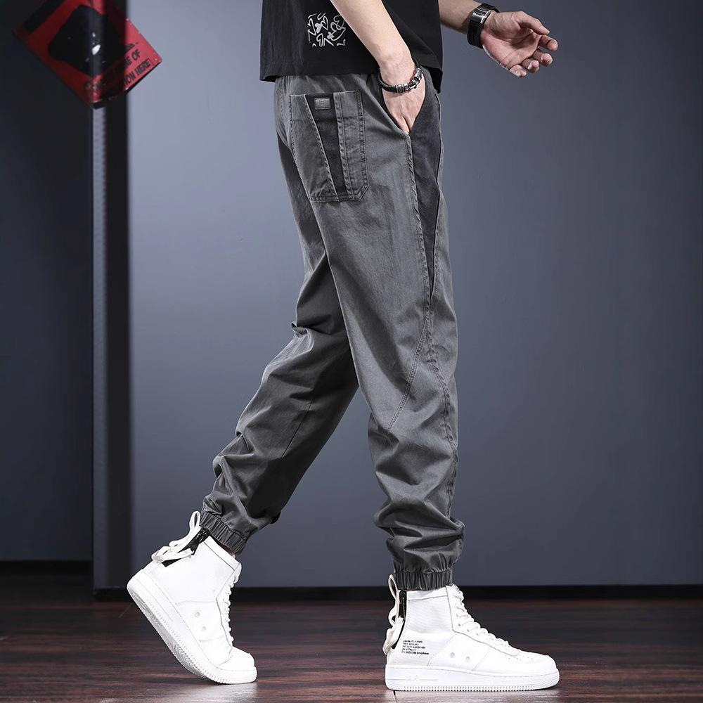 High-end Design Casual Pants Men's Spring and Autumn Street Style Loose and Thin Contrasting Color Leggings Handsome Trend