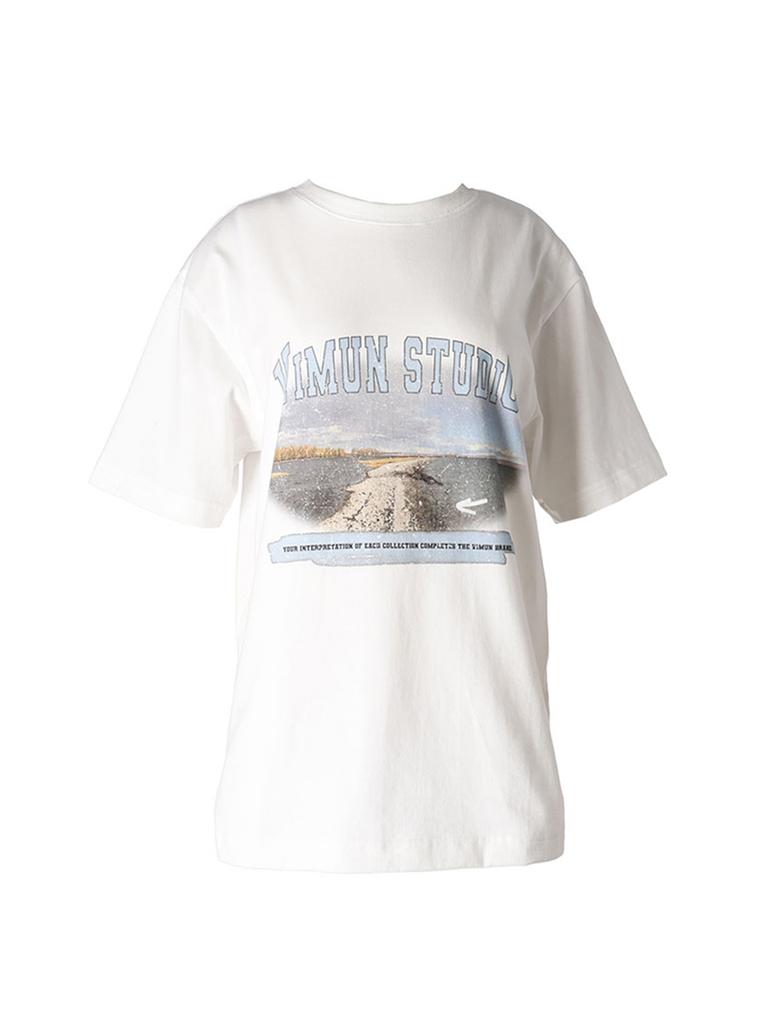 VIMUN Season Graphic Oversized Short Sleeve T-Shirt_White
