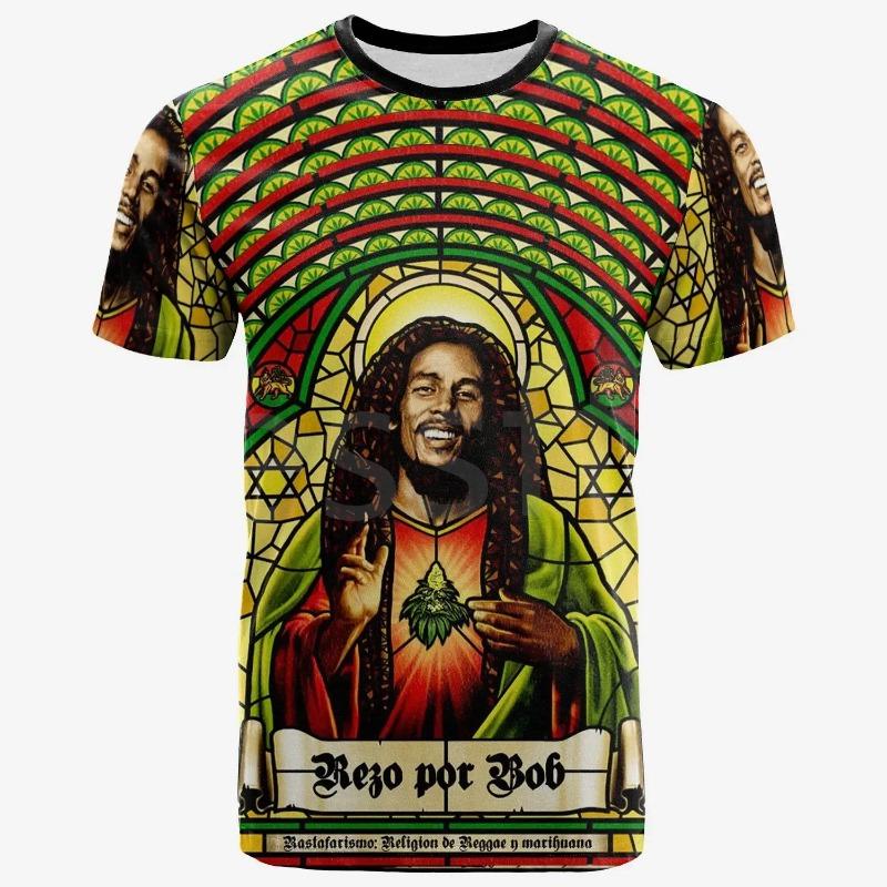 Tessffel Jamaica Lion Emblem Zomer Nieuwe Mode 3D Print Tops Tee T-shirt Mannen Vrouwen Korte Mouw T-shirt Streetwear Stijl-4