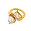 ins water drop square zircon irregular wave ring stainless steel 18K ring waterproof stacked jewelry women