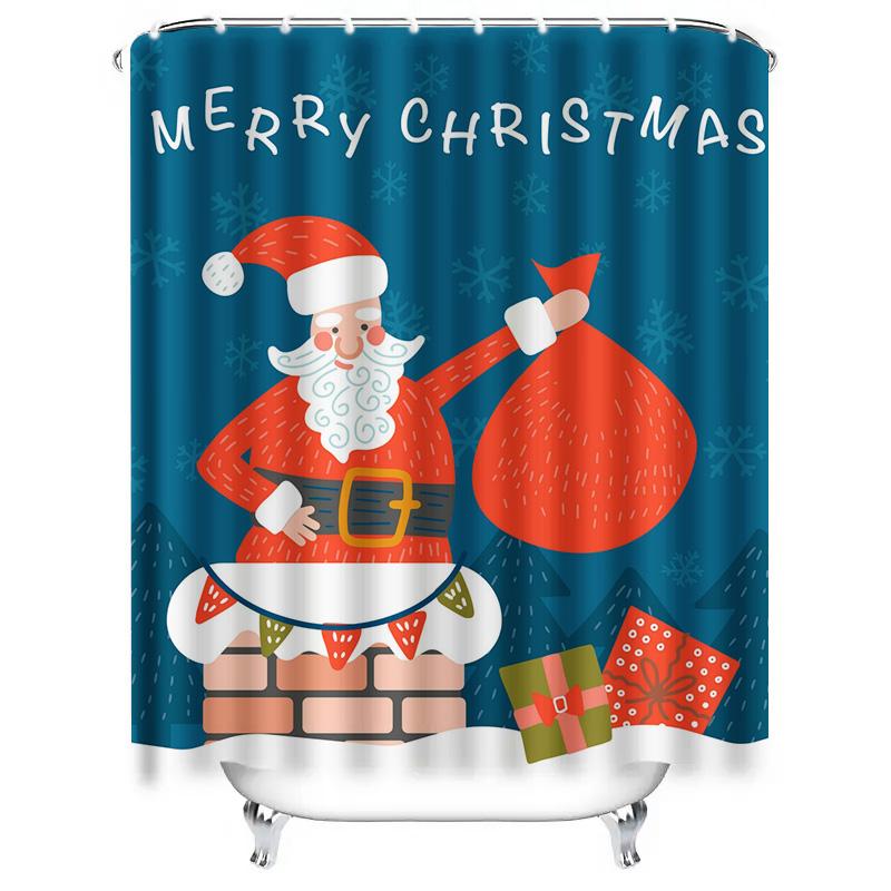 TU Weihnachtsduschevorhang Weihnachtsmann Feiertag Festlich Weihnachten Badezimmer Dekor Set Wasserdicht Feiertagsgeschenk Heimdekoration Muster
