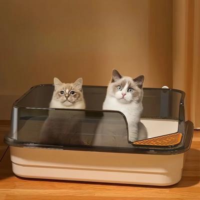 Bac à litière extra large pour chat Bac à sable pour animal de compagnie Bac à chat anti-éclaboussures Toilettes pour chat Bassin de nettoyage Fournitures Toilettes pour animal de compagnie Bac pour chaton Pot de chambre