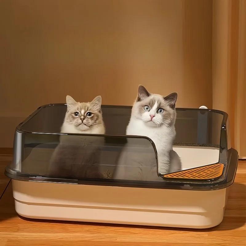 Extra Large Cat Litter Box Pet Sandbox Splashproof Cat Tray Cat Toilet Cleaning Basin Supplies Pet Toilet Kitten Tray Bedpan