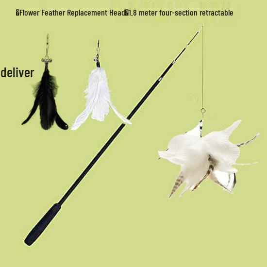 Retractable Cat Teaser Wand: 1.8m Interactive Fishing Pole with Bite-Resistant Feather & Bell Toy