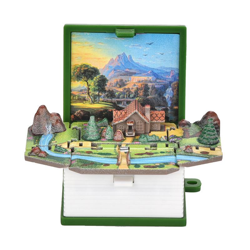 3D Mini Fold Book Keychain Children Kids Toys Anxiety Stress Relief Castle Toys Birthday Jewelry Gift Car Key Rings Key Chains
