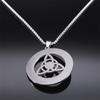 Celtic Trinity Knot Triquetra Necklace for Women Men Silver Color Stainless Steel Stone Witch Necklaces Jewelry Collar N8064S02