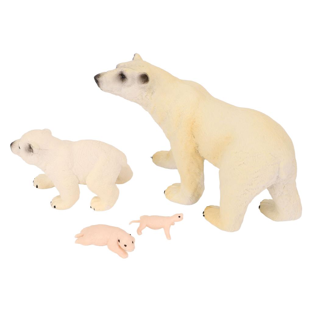 4 Pcs Polar Bear Growth Cycle Statue Cognitive Development Detailed PVC Wild Life Animal Figurine