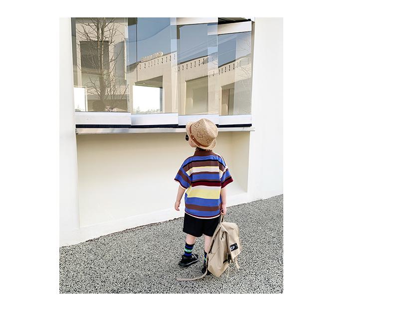Boys' Striped Summer T-shirt: 2026 Trendy Short Sleeve Top