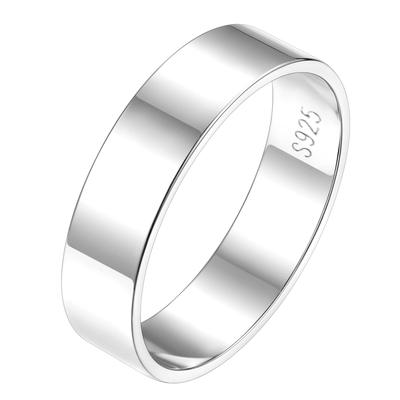 Silver 925 Ring for Men and Popular Flat Size 3mm Matching Accessory Women, Simple, Ring, 12, Wide,