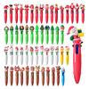 Christmas 4-Color Ballpoint Pen Set Santa Theme Click Pens Smooth Writing Ballpoint Pens for Holiday Gifting