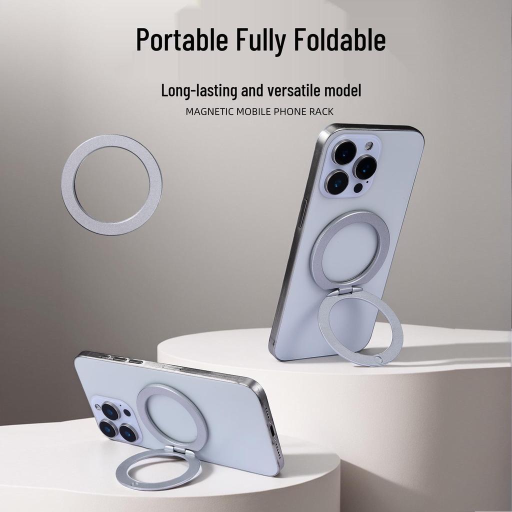 Compact Magnetic Phone Holder with MagSafe Support and Finger Ring