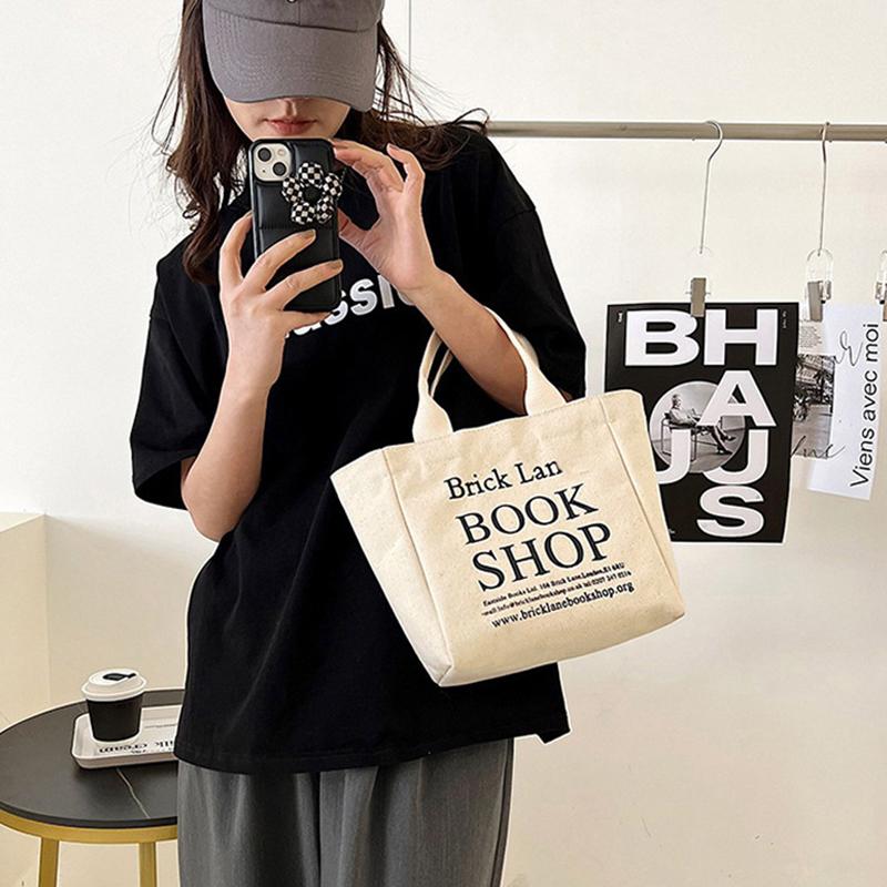 Small /Large Canvas Lunch Box Lady Food Storage Bags Lunch Bag Handbag Pouch Picnic Tote Small Handbag Dinner Container