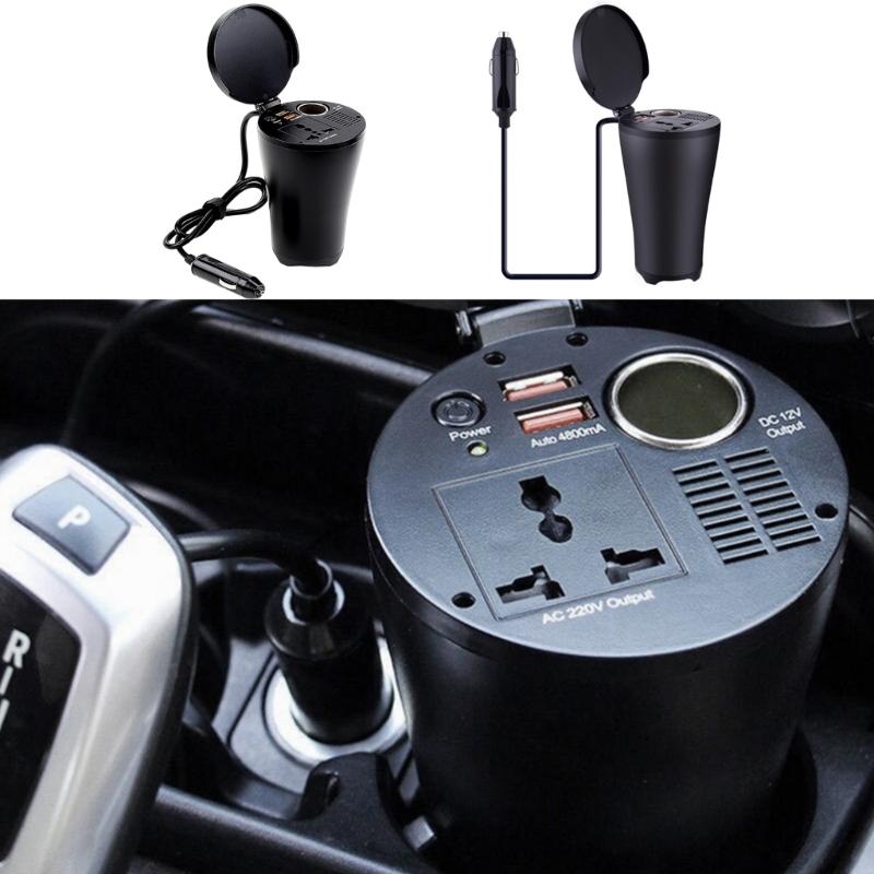 Car Plugs Adapter 150W Car Power Inverter with Double USB Charging Port for Devices Roads Trip Power Supply Adapter