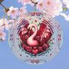 Three Dimensional Mandala Wind Chime with Love Swan Pattern Metal Windmill Dynamic Sculpture for Garden Courtyard Hanging Decoration