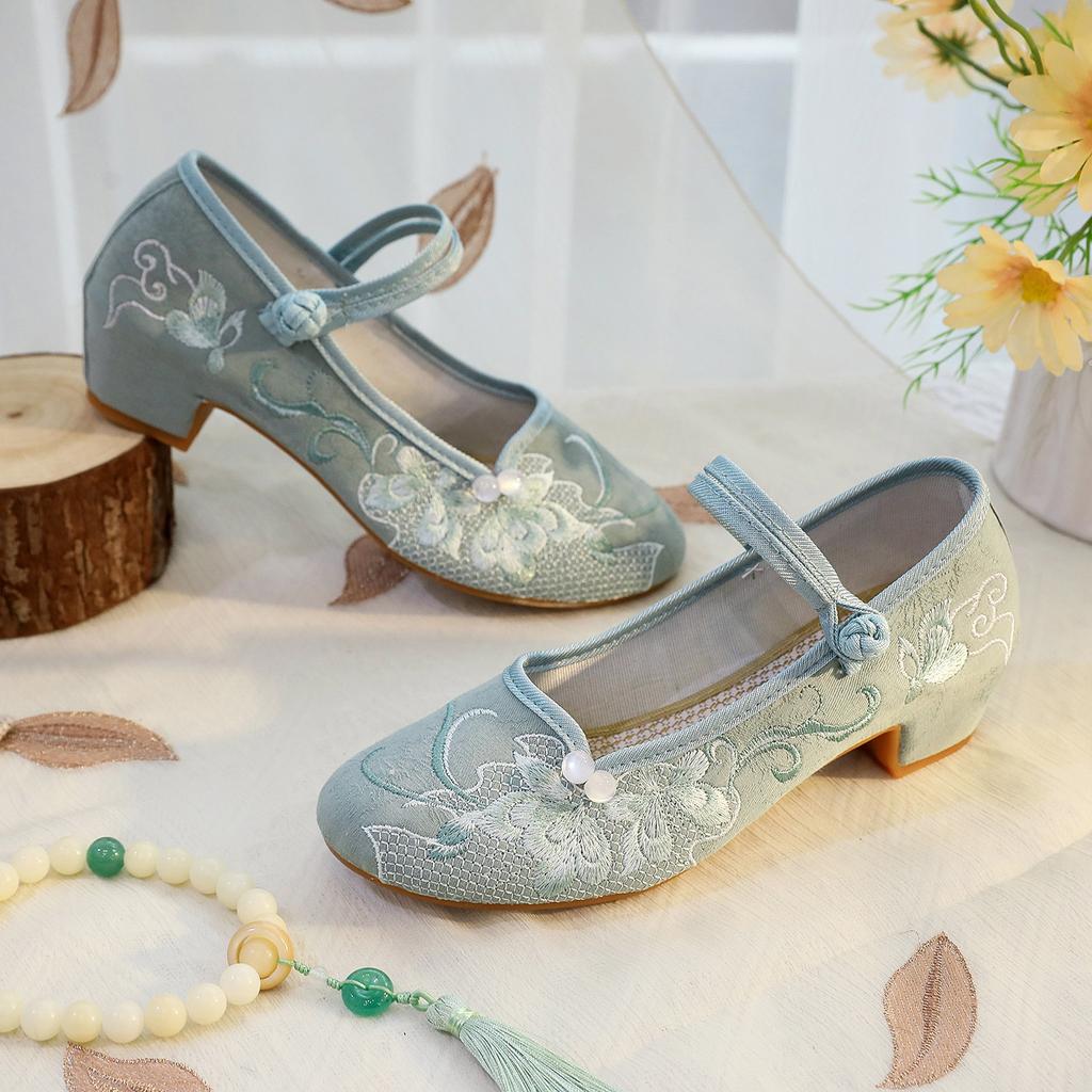 Ruoyan, the New Square Heel Is Matched with Cheongsam, New Chinese Hanfu Shoes, Versatile Ethnic Style Single Shoes, Embroidered Shoes.
