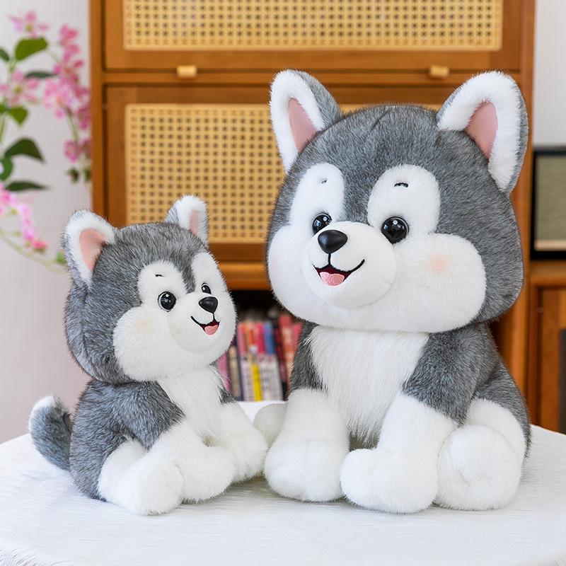 Cross-border Sitting Husky Plush Toy - Smiling Dog Doll for Kids' Birthday Gift